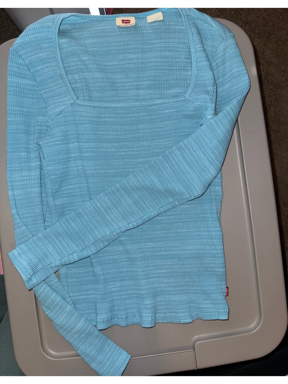 Levi's Sky Blue Ribbed Long Sleeve Top